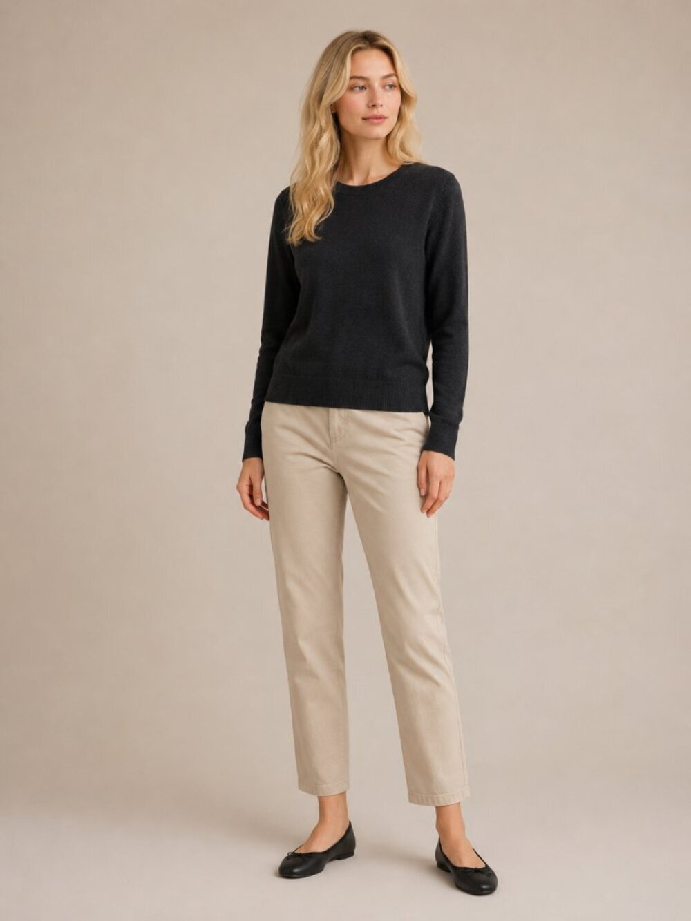 Banana Republic Filpucci Yarn Merino Wool Crew Neck Sweater Black Medium #A2431